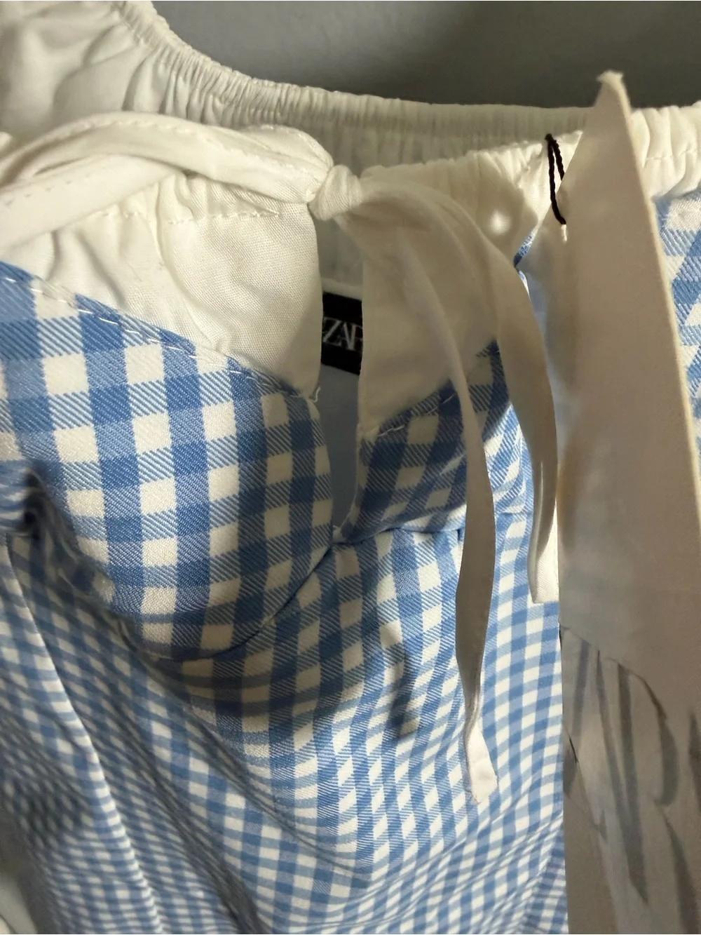 Zara Gingham Chexk Mini Dress Stretch NEW M - Picture 7 of 8